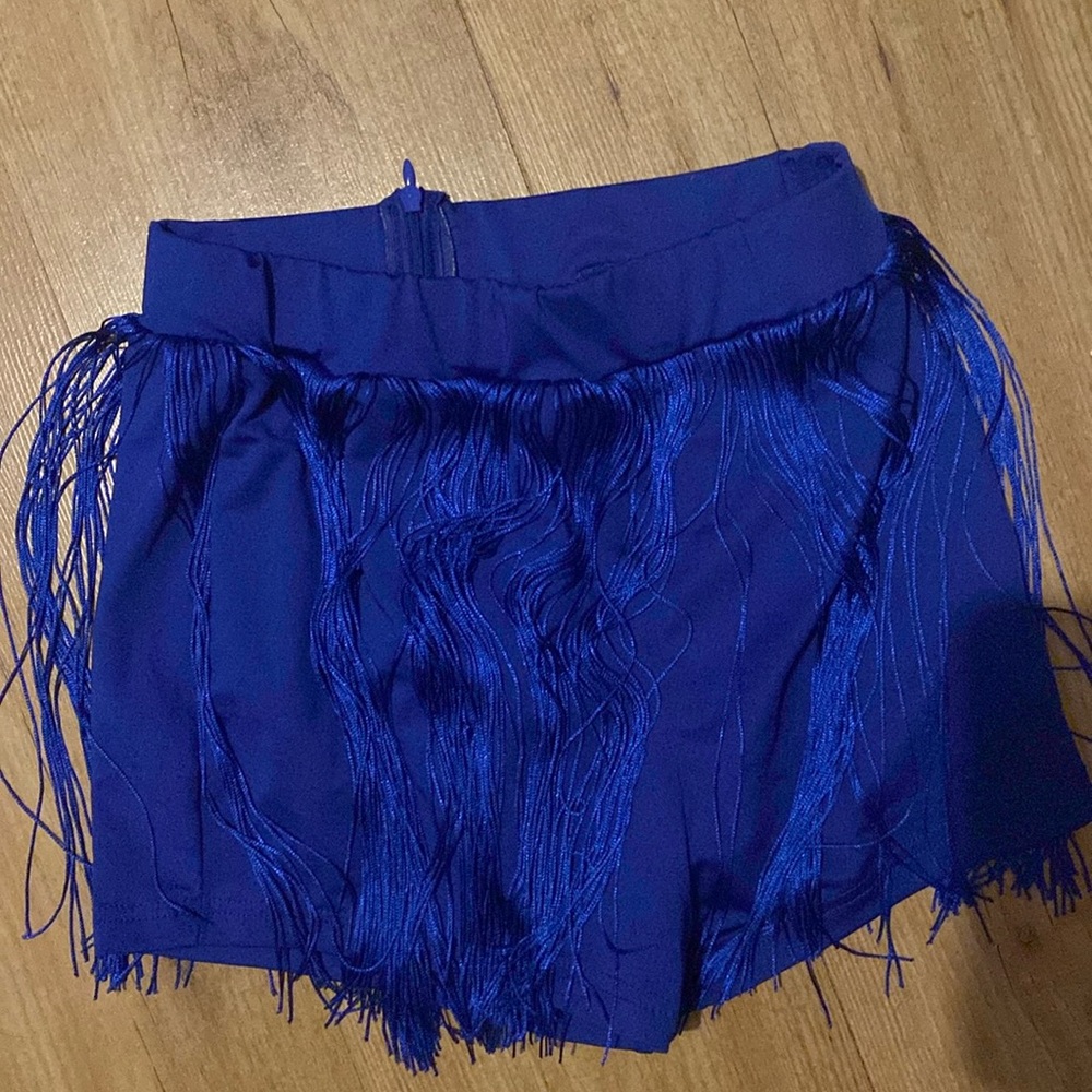 blue shorts with strings